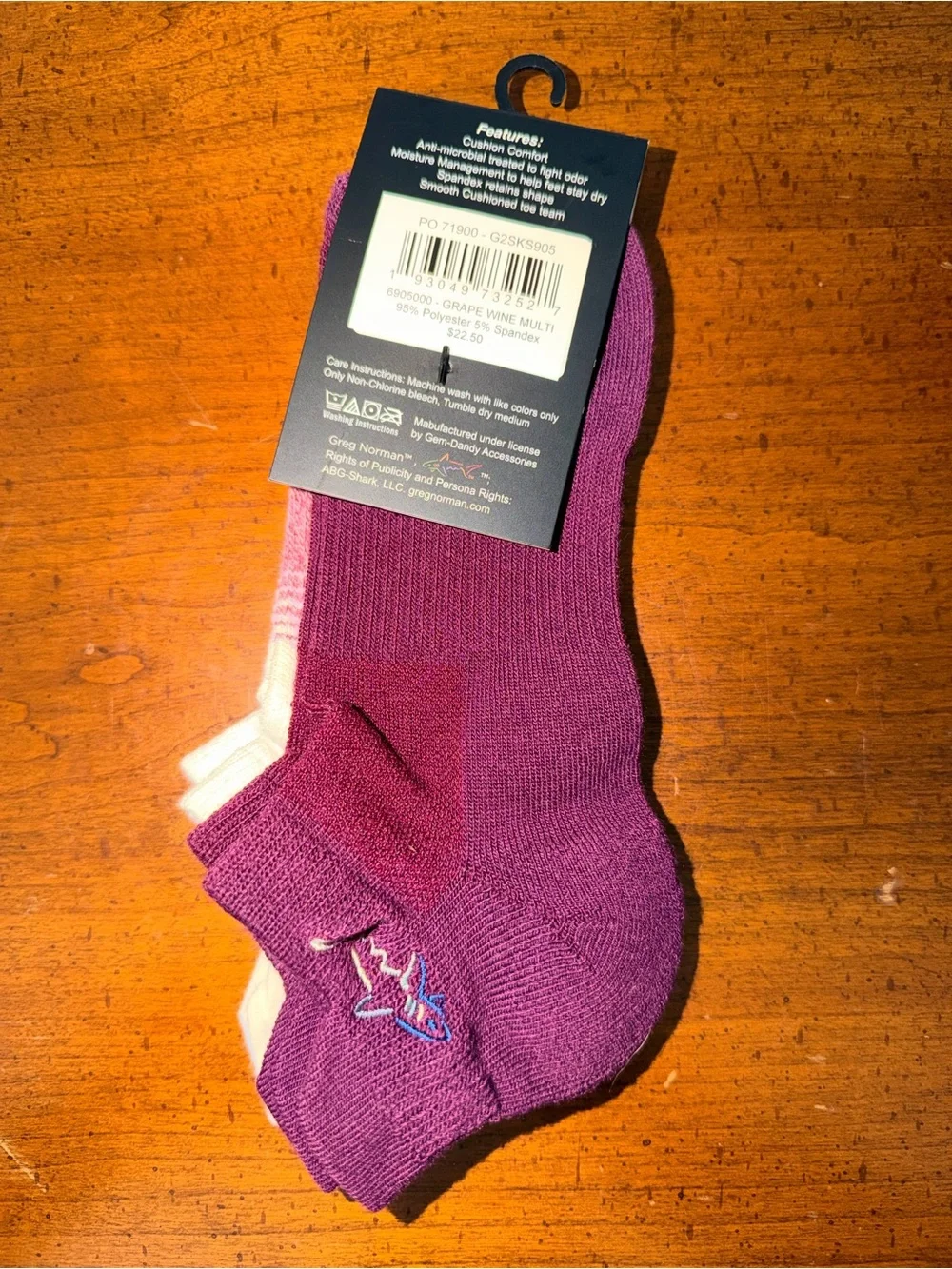 NWT Greg Norman Performance Low-Cut Socks - Blue & Maroon (2-Pack) Shoe Size 5-9